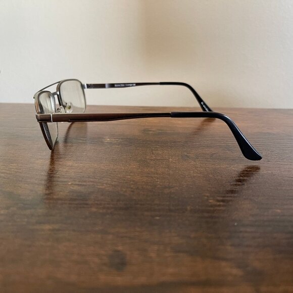 Michael Ryen Eyeglass Frames Only Semi-Rimless Brown Rectangular Glasses - Picture 5 of 8